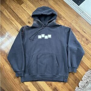 Vintage Foursquare Black Hooded Snowboarding Sweatshirt Size Medium 90s Y2K